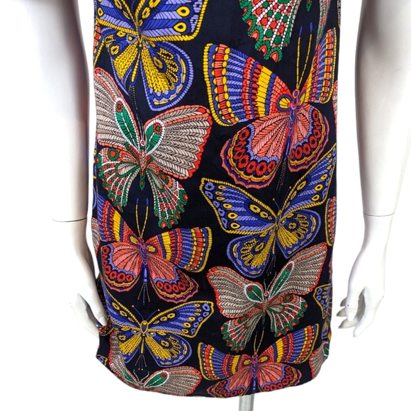 Trina Turk Welton Butterfly Off The Shoulder Dress Womens XS Black Shift Resort - Picture 6 of 12